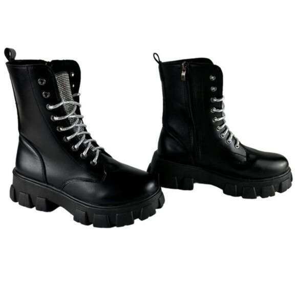 Sequined Tongue w Sparkling Lace Mid-Calf Boots Size (8) - Picture 11 of 12